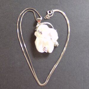 Mother of Pearl Baroque Unique Necklace Chain 925 20''